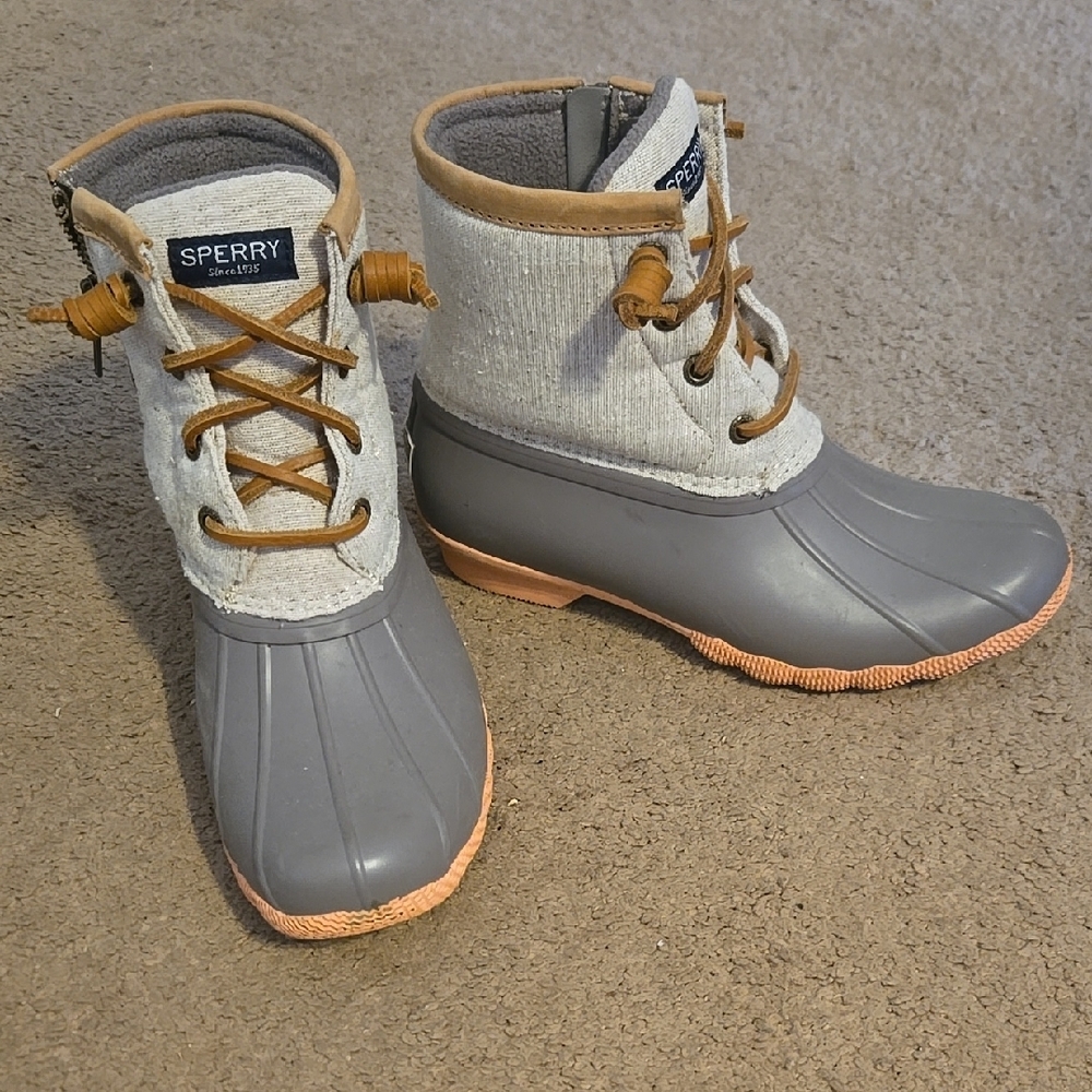 Sperry Gray and Tan Boots